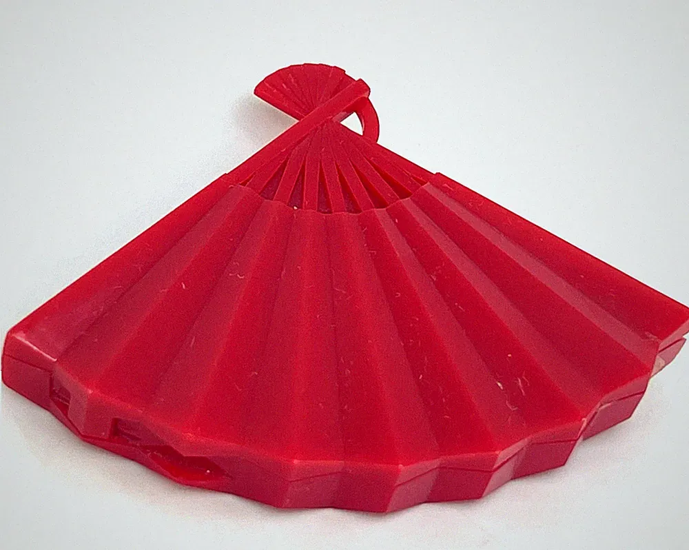 Avon Oriental Red Fan Solid Perfume 1982 Full Plastic Case Signed Vintage
