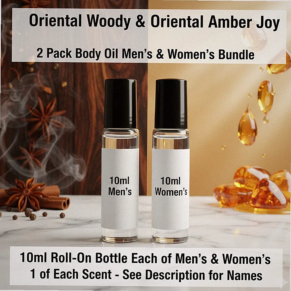 Oriental Woody & Oriental Amber Joy 2 Pack 10ML RollOn Perfume Body Oil Bundle