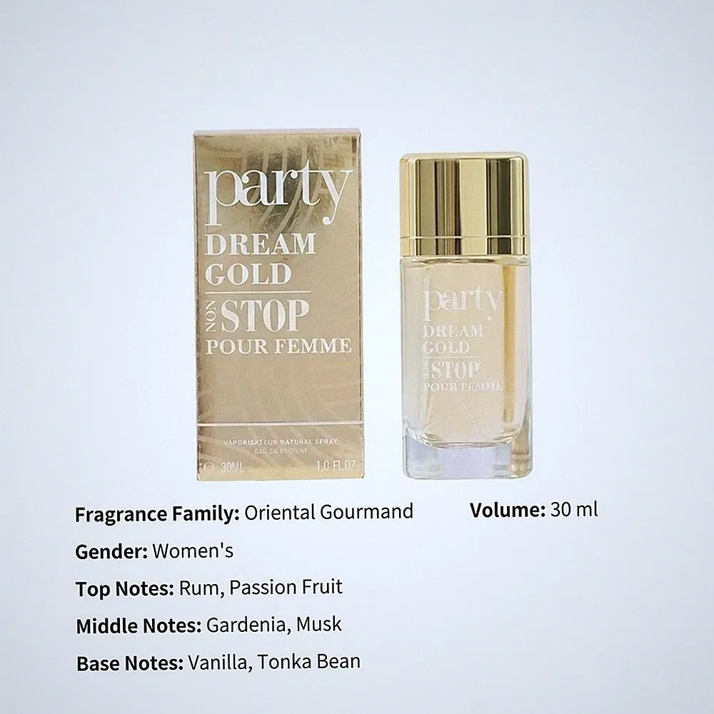 Party Dream Gold Non Stop Perfume Women 30ml Oriental Gourmand Vanilla Musk Rum