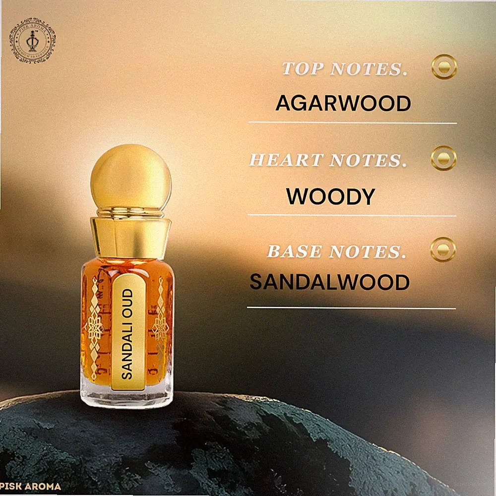 Sandali Oud Attar Oil | Natural Sandalwood & Oud Perfume | Long Lasting - 12ML